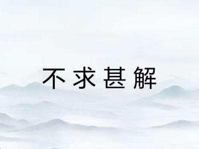 不求甚解