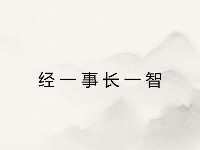 经一事长一智