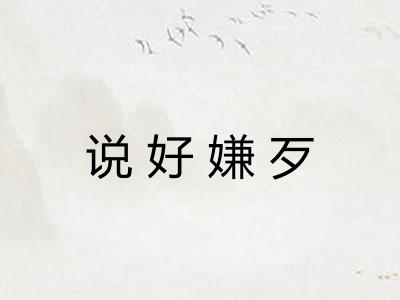 说好嫌歹