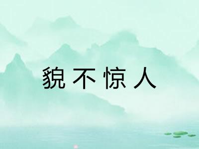 貌不惊人