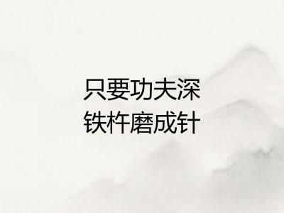 只要功夫深铁杵磨成针