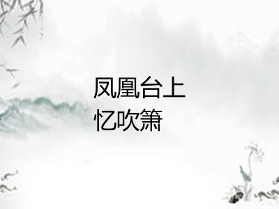 凤凰台上忆吹箫