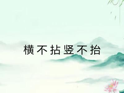 横不拈竖不抬