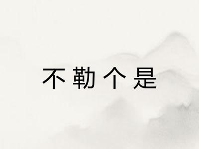 不勒个是