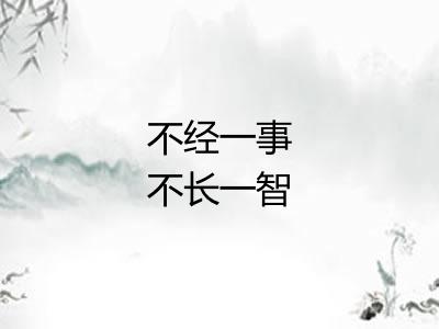 不经一事不长一智