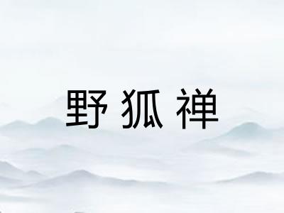 野狐禅
