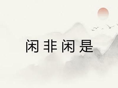 闲非闲是