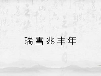 瑞雪兆丰年