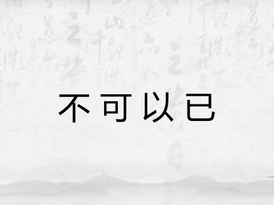不可以已
